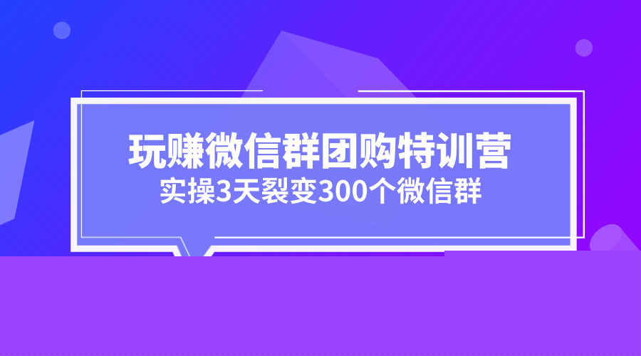 玩赚微信群团购特训营