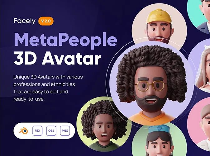 【第1011期】趣味卡通3D人物头像blender模型素材，可以代替形象照哦！