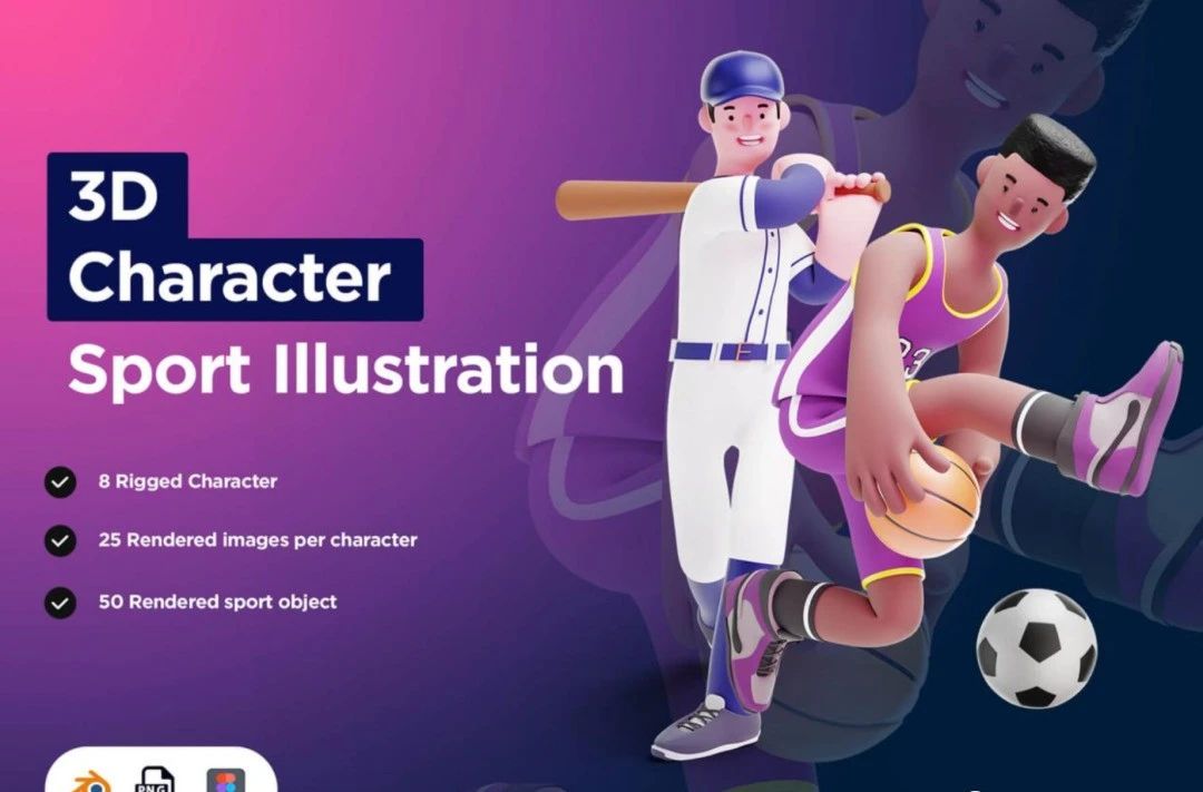 【858期】高质量体育运动类3D角色器械blender模型