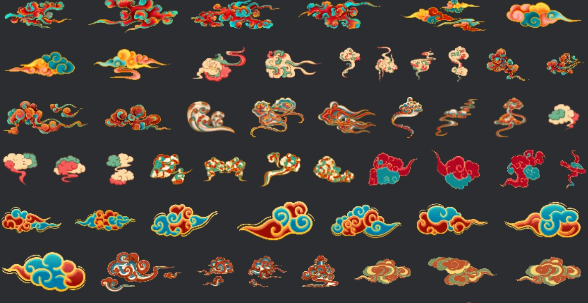 【1167期】国潮敦煌祥云彩云插画素材库,满满国潮风!